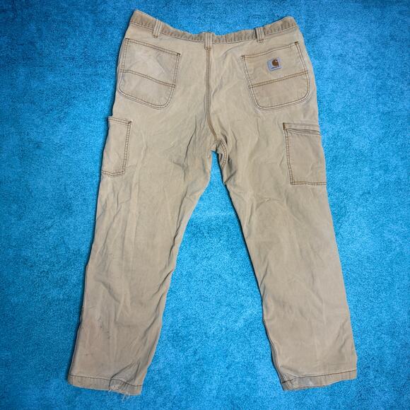 Carhartt Double Knee Carpenter Pants 40x30 Relaxed Fit Tan Workwear Distressed - Picture 2 of 16